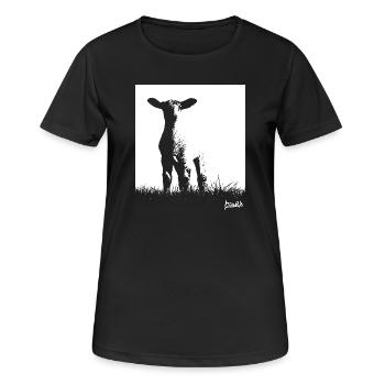 Collection Frise orientale : Agneaux de la digue - T-shirt respirant Femme - noir - Devant - AI Model Female 172 light (172cm)