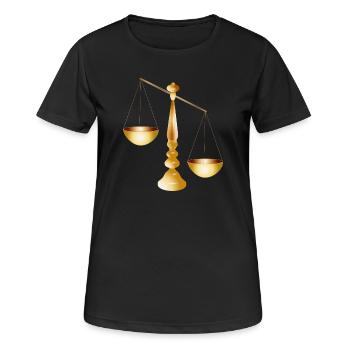 deux balances sur une poutre avec pied - T-shirt respirant Femme - noir - Devant - AI Model Female 172 light (172cm)
