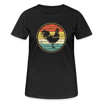 Poulet poulet coq - T-shirt respirant Femme - noir - Devant - AI Model Female 172 light (172cm)