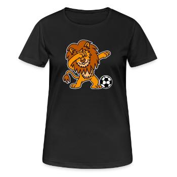 Funny Netherlands European Championship Dab lion Orange football - Women's Breathable T-Shirt - black - Front - AI Model Female 172 light (172cm)