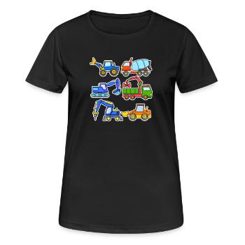 Baustelle Fahrzeuge - Frauen T-Shirt atmungsaktiv - Schwarz - Vorne - AI Model Female 172 light (172cm)