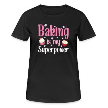 Backen Bäcker Bäckerin - Frauen T-Shirt atmungsaktiv - Schwarz - Vorne - AI Model Female 172 light (172cm)