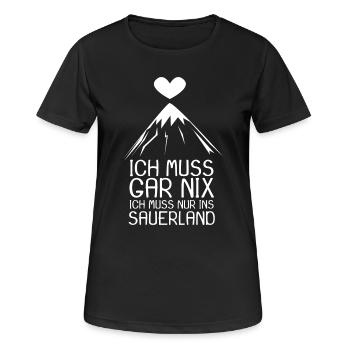 Sauerland Nordrhein-Westfalen - Frauen T-Shirt atmungsaktiv - Schwarz - Vorne - AI Model Female 172 light (172cm)