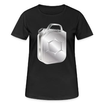 Benzinkanister in stylischem Retro Chrom Look - Frauen T-Shirt atmungsaktiv - Schwarz - Vorne - AI Model Female 172 light (172cm)