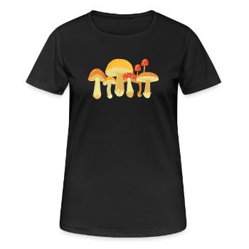 Pilz Pilze Mykologie - Frauen T-Shirt atmungsaktiv - Schwarz - Vorne - AI Model Female 172 light (172cm)