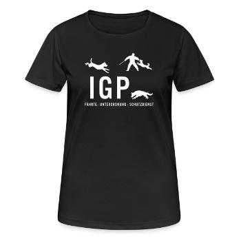 IGP Hundesport - Frauen T-Shirt atmungsaktiv - Schwarz - Vorne - AI Model Female 172 light (172cm)