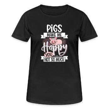 Porc - T-shirt respirant Femme - noir - Devant - AI Model Female 172 light (172cm)