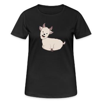 Ziege Ziegen Geiss - Frauen T-Shirt atmungsaktiv - Schwarz - Vorne - AI Model Female 172 light (172cm)