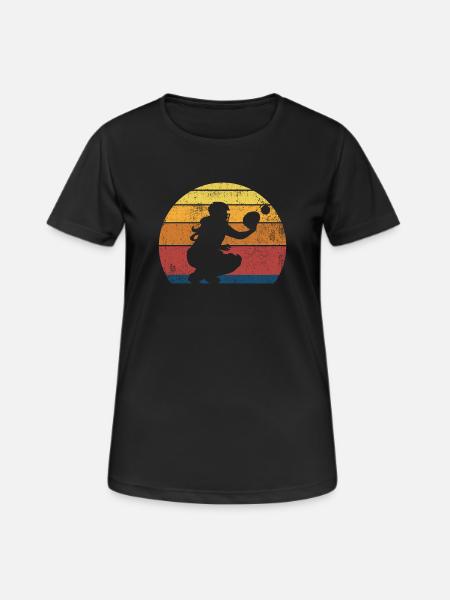 Catcher Softballspieler Vintage - Frauen T-Shirt atmungsaktiv - Schwarz