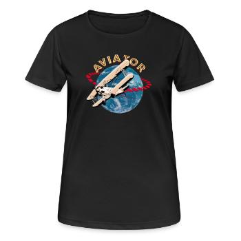 Pilot von Flugzeugen - Frauen T-Shirt atmungsaktiv - Schwarz - Vorne - AI Model Female 172 light (172cm)