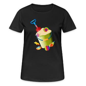 Jouets de sable sur la plage avec des coquillages colorés - T-shirt respirant Femme - noir - Devant - AI Model Female 172 light (172cm)