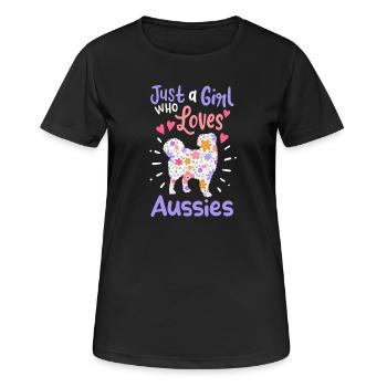 Australian Shepherd - Frauen T-Shirt atmungsaktiv - Schwarz - Vorne - AI Model Female 172 light (172cm)