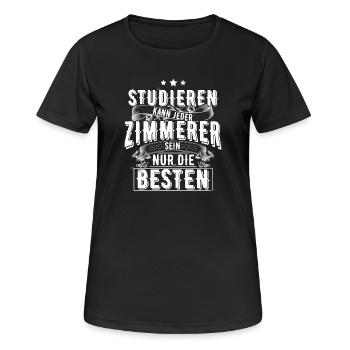 Zimmerer - Frauen T-Shirt atmungsaktiv - Schwarz - Vorne - AI Model Female 172 light (172cm)
