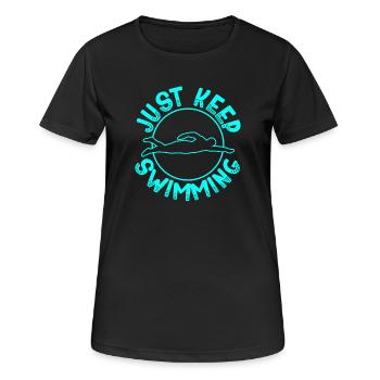 Schwimmen Schwimmer - Frauen T-Shirt atmungsaktiv - Schwarz - Vorne - AI Model Female 172 light (172cm)