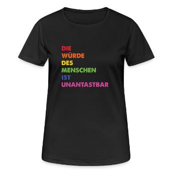 Menschenrechte Regenbogen Grundgesetz - Frauen T-Shirt atmungsaktiv - Schwarz - Vorne - AI Model Female 172 light (172cm)