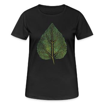 Lindenblatt - Impression d’art / FEUILLE - Forêt Nature - T-shirt respirant Femme - noir - Devant - AI Model Female 172 light (172cm)