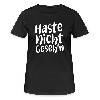 Haste nicht gesehen - Redewendung - Lustiger Spruc - Frauen T-Shirt atmungsaktiv - Schwarz - Vorne - AI Model Female 172 light (172cm)