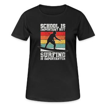 Surfen Surfer - Frauen T-Shirt atmungsaktiv - Schwarz - Vorne - AI Model Female 172 light (172cm)