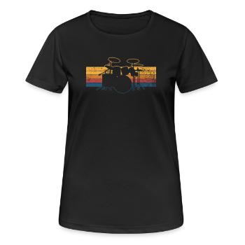 Schlagzeug Schlagzeuger - Frauen T-Shirt atmungsaktiv - Schwarz - Vorne - AI Model Female 172 light (172cm)