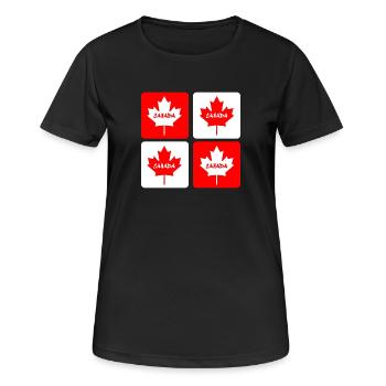 Drapeaux en feuille d'érable du Canada - T-shirt respirant Femme - noir - Devant - AI Model Female 172 light (172cm)