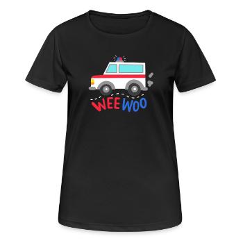 Krankenwagen Rettungsfahrzeug - Frauen T-Shirt atmungsaktiv - Schwarz - Vorne - AI Model Female 172 light (172cm)