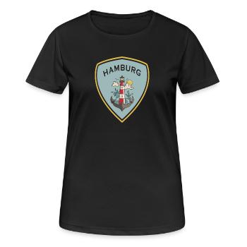 Design de l'écusson Hambourg - T-shirt respirant Femme - noir - Devant - AI Model Female 172 light (172cm)