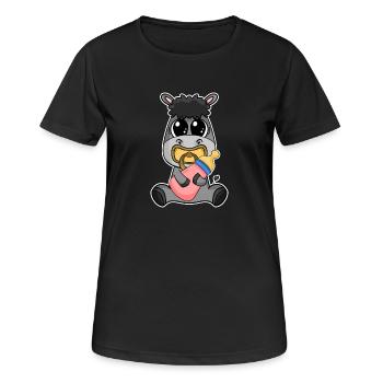 Baby Esel - Frauen T-Shirt atmungsaktiv - Schwarz - Vorne - AI Model Female 172 light (172cm)