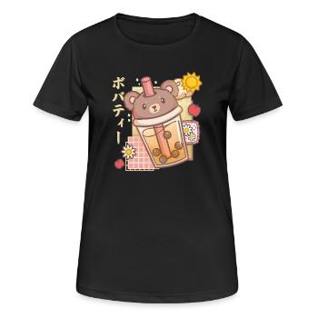 Bear Boba Tea Bubble Tea Anime Kawaii - Frauen T-Shirt atmungsaktiv - Schwarz - Vorne - AI Model Female 172 light (172cm)