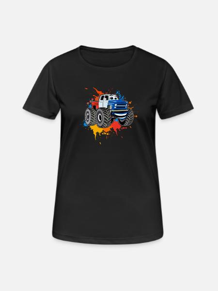 Monstertruck - Frauen T-Shirt atmungsaktiv - Schwarz