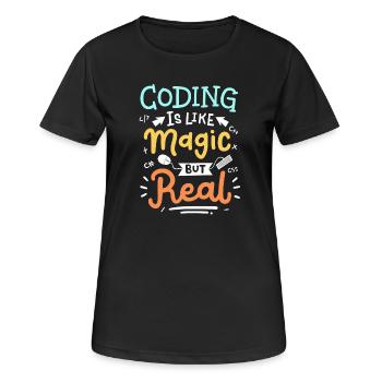 Codierung Programmierung - Frauen T-Shirt atmungsaktiv - Schwarz - Vorne - AI Model Female 172 light (172cm)
