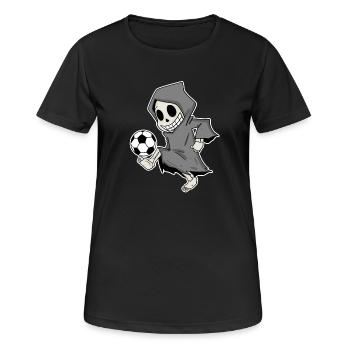 Sensenmann mit Fußball - Frauen T-Shirt atmungsaktiv - Schwarz - Vorne - AI Model Female 172 light (172cm)