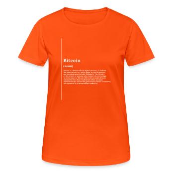 Tée monochrome du Glyphe Bitcoin - T-shirt respirant Femme - orange néon - Devant - AI Model Female 172 dark (172cm)