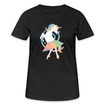 Unicorn Ballerina Rainbow Cute Unicorn Dancing - Women's Breathable T-Shirt - black - Front - AI Model Female 172 light (172cm)