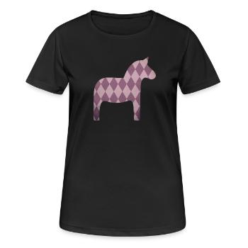 Dalapferd Rauten rosa Pferd Mädchen skandinavisch - Frauen T-Shirt atmungsaktiv - Schwarz - Vorne - AI Model Female 172 light (172cm)