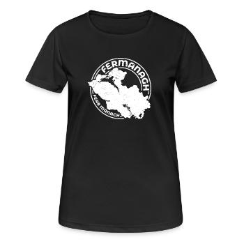 Comté de Fermanagh Irlande | Timbre de contour de carte - T-shirt respirant Femme - noir - Devant - AI Model Female 172 light (172cm)