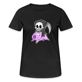Grim Reaper and Pig - Women's Breathable T-Shirt - black - Front - AI Model Female 172 light (172cm)