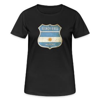 Buenos Aires Argentinien Wappen Flaggen Design - Frauen T-Shirt atmungsaktiv - Schwarz - Vorne - AI Model Female 172 light (172cm)