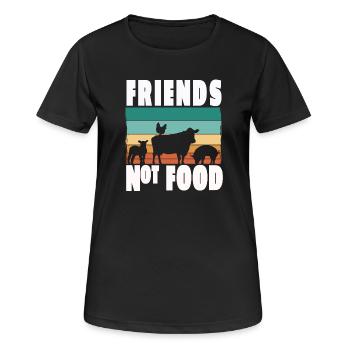 Vegan Vegetarisch Friends not Food Tierschutz - Frauen T-Shirt atmungsaktiv - Schwarz - Vorne - AI Model Female 172 light (172cm)