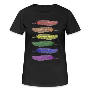 Plumes Arc-en-ciel - T-shirt respirant Femme - noir - Devant - AI Model Female 172 light (172cm)
