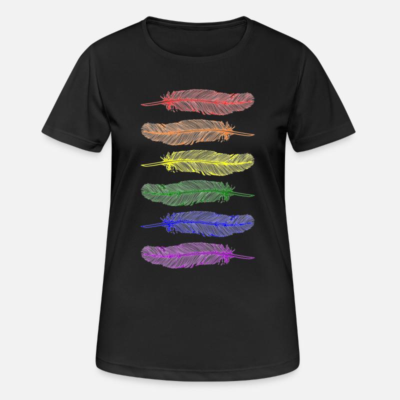 Feathers Rainbow - Women's Breathable T-Shirt - black