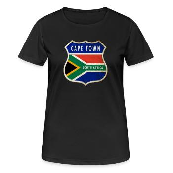 Kapstadt Südafrika Wappen Flaggen Design - Frauen T-Shirt atmungsaktiv - Schwarz - Vorne - AI Model Female 172 light (172cm)