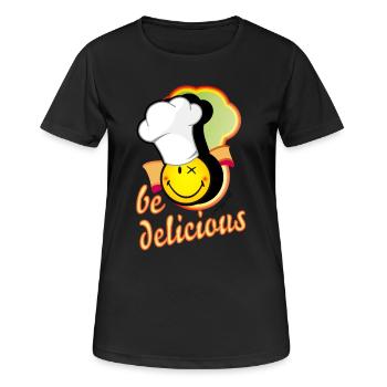 smiley joyeux avec un grand chapeau de chef - T-shirt respirant Femme - noir - Devant - AI Model Female 172 light (172cm)