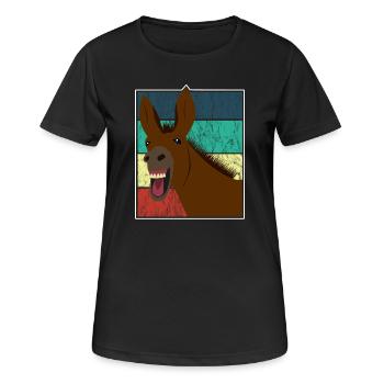 Maultier Muli Esel Pferd Vintage Geschenk - Frauen T-Shirt atmungsaktiv - Schwarz - Vorne - AI Model Female 172 light (172cm)