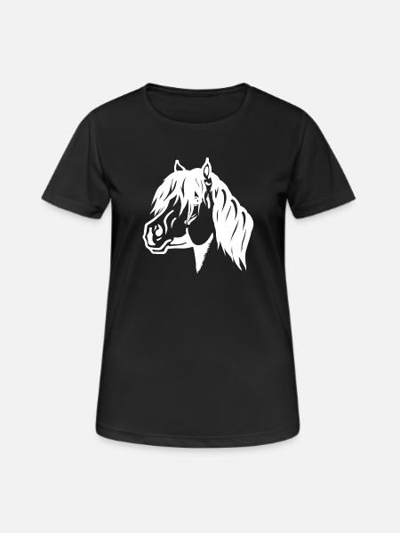 Pony Portrait weiß - Frauen T-Shirt atmungsaktiv - Schwarz
