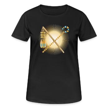 strahlendes Haken & Dreschflegel Pharaonen Zepter - Frauen T-Shirt atmungsaktiv - Schwarz - Vorne - AI Model Female 172 light (172cm)