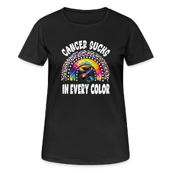 Cancer Sucks In Every Color Rainbow Plaid - Women's Breathable T-Shirt - black - Front - AI Model Female 172 light (172cm)
