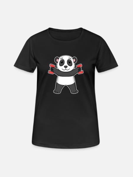 Panda Dumbbell Dumbbells Fitness Gym - Women's Breathable T-Shirt - black