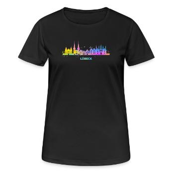 Lübeck Skyline Bunt Lübeck Allemagne du Nord - T-shirt respirant Femme - noir - Devant - AI Model Female 172 light (172cm)