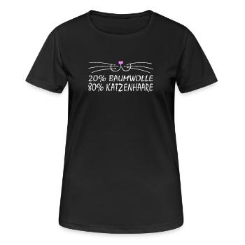 Katze Katzen Cat Kätzchen Mieze - Frauen T-Shirt atmungsaktiv - Schwarz - Vorne - AI Model Female 172 light (172cm)