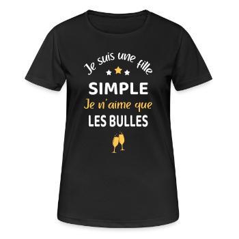 Fille simple apéro humour - T-shirt respirant Femme - noir - Devant - AI Model Female 172 light (172cm)